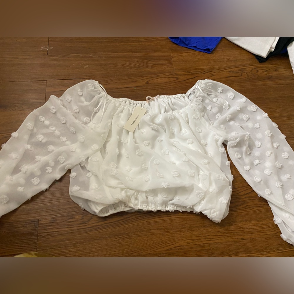 White ruffle top